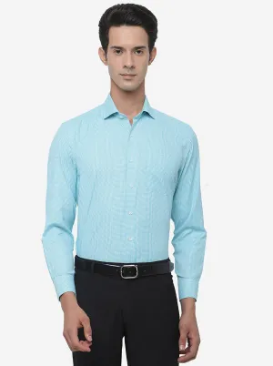 Light Blue Checked Regular Fit Formal Shirt | Greenfibre