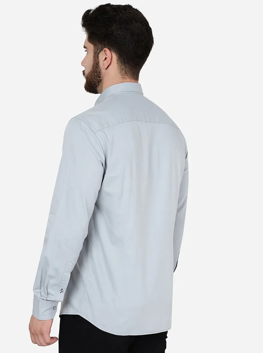 Limestone Grey Solid Slim Fit Semi Casual Shirt | JadeBlue