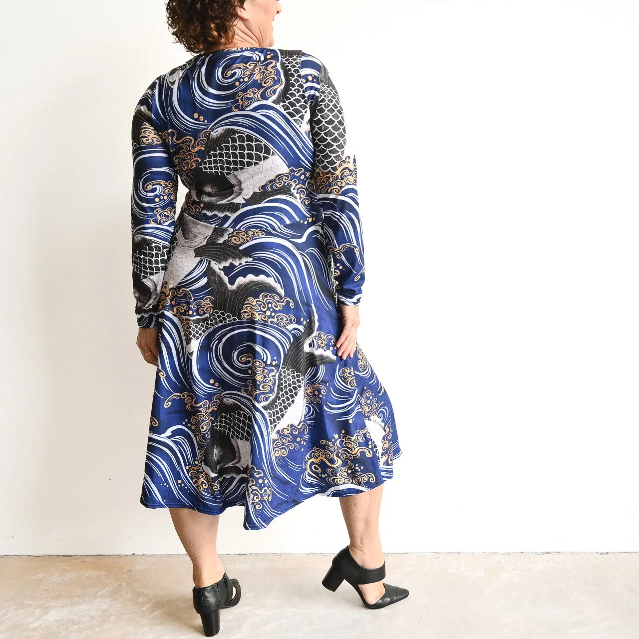 Masterpiece Midi Dress in Stretch Jersey - Koi Spirit