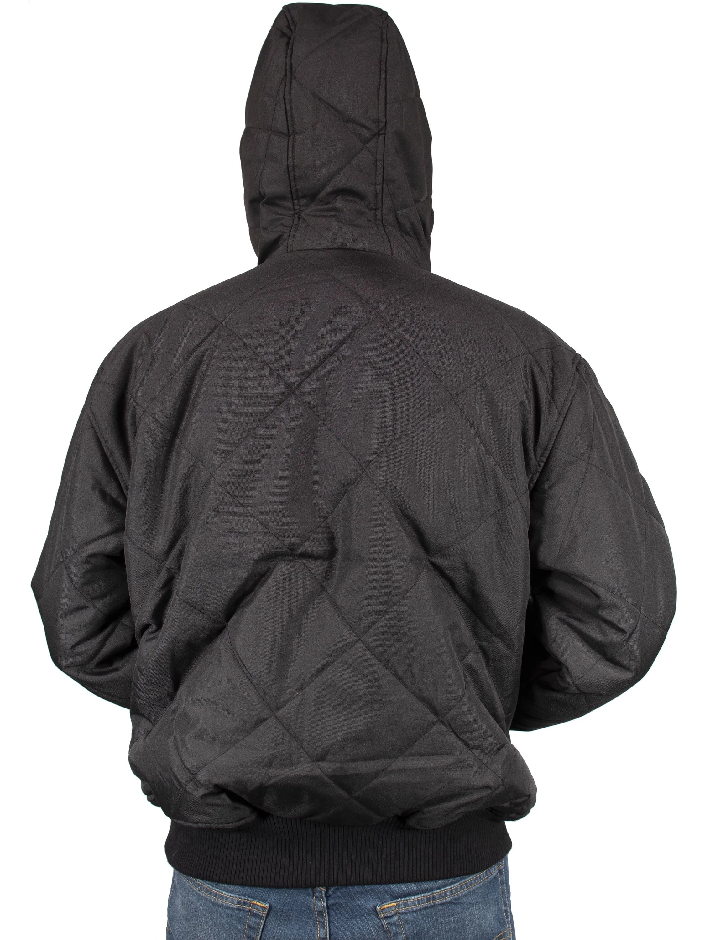 Men'S Big & Tall Fleece Lined Quilted Winter Jacket Coat (3XL, Black)