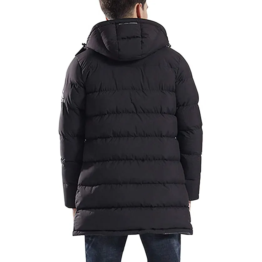 Mens Long Black Duck Down Heated Jacket