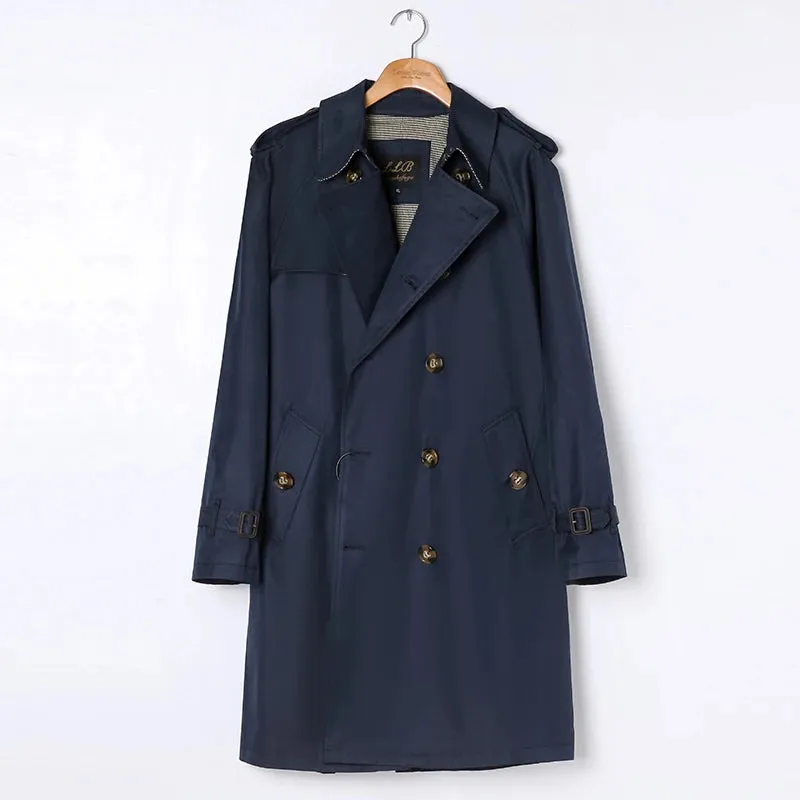 Men's Mid-length Double Breasted Trench Coat - Vintage Military Style