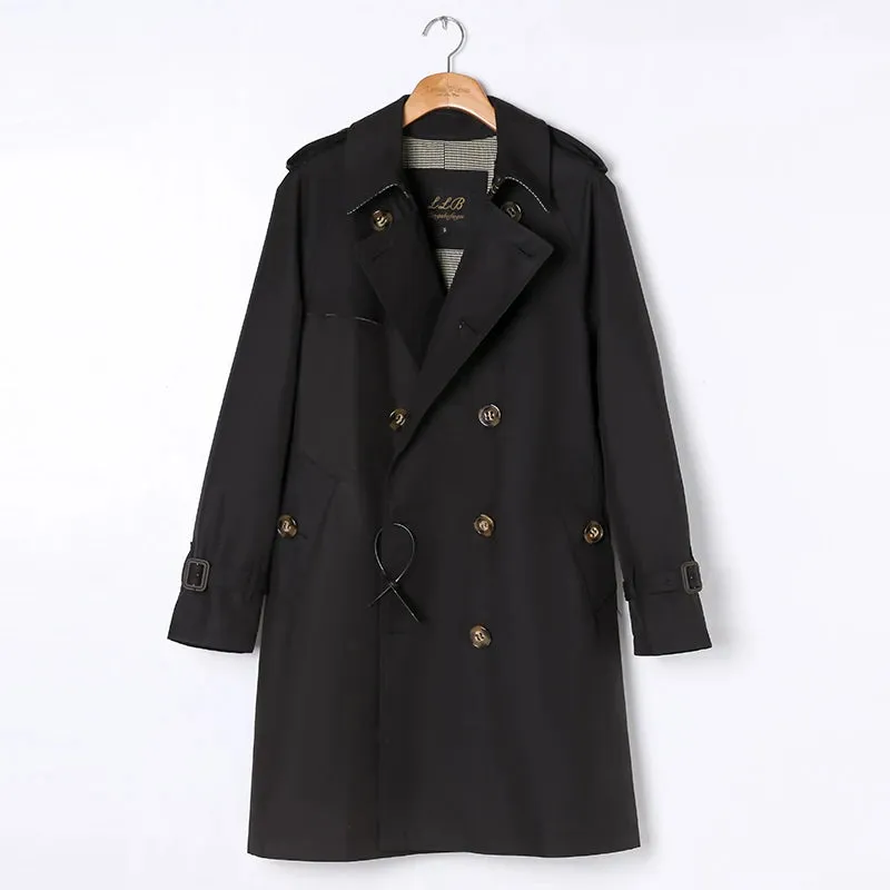 Men's Mid-length Double Breasted Trench Coat - Vintage Military Style