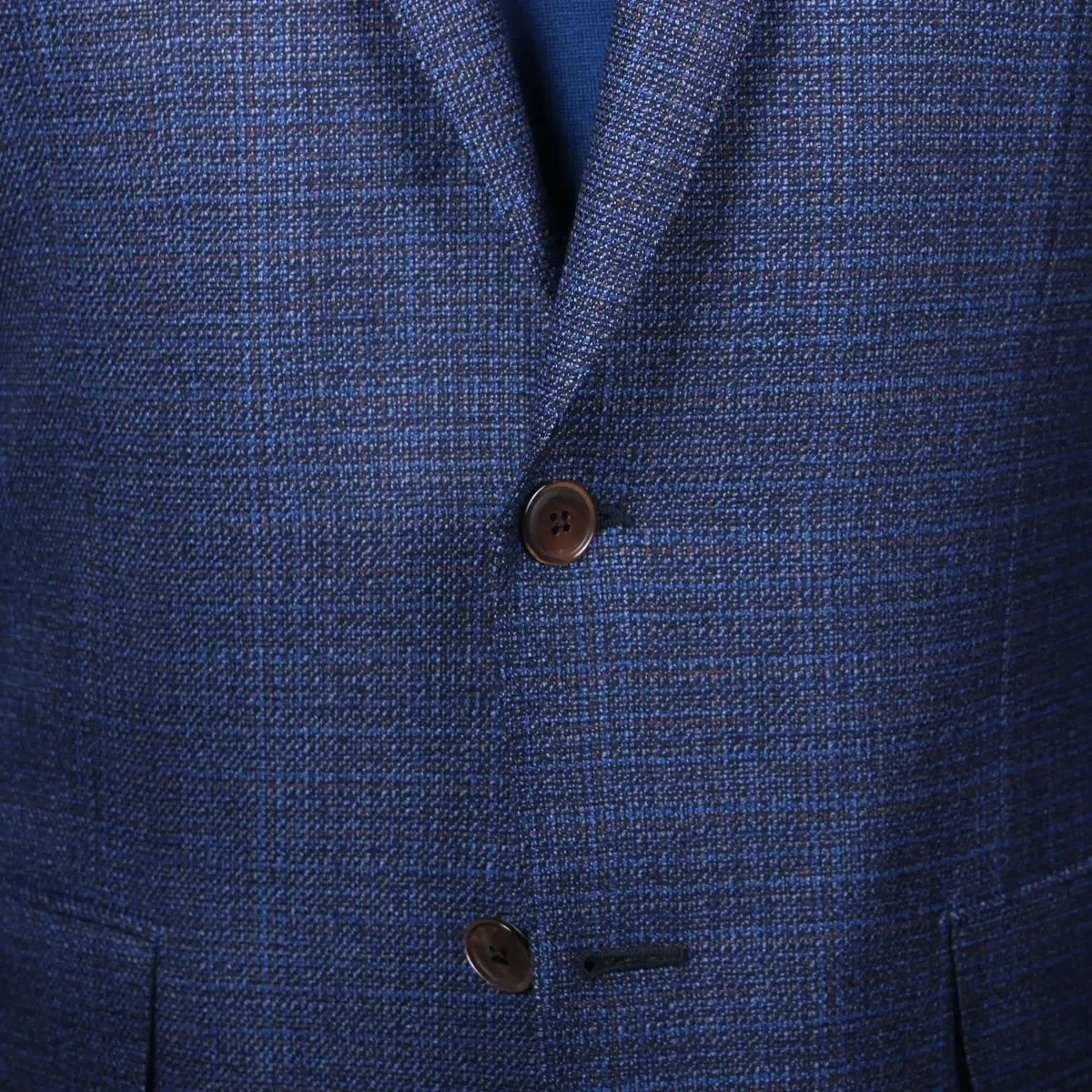 Navy-Blue & Red Micro-Effect Wool Jacket