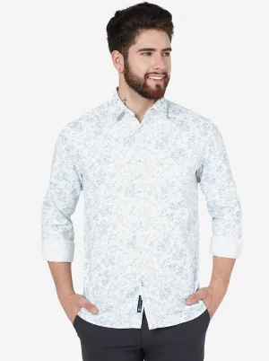 Ocean Blue Printed Slim Fit Casual Shirt | Greenfibre