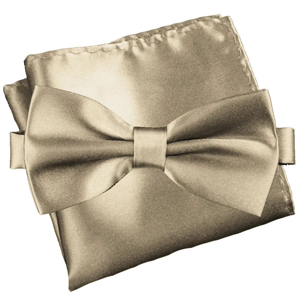 Pale Gold [Silky Smooth] - Bow Tie and Pocket Square Matching Set