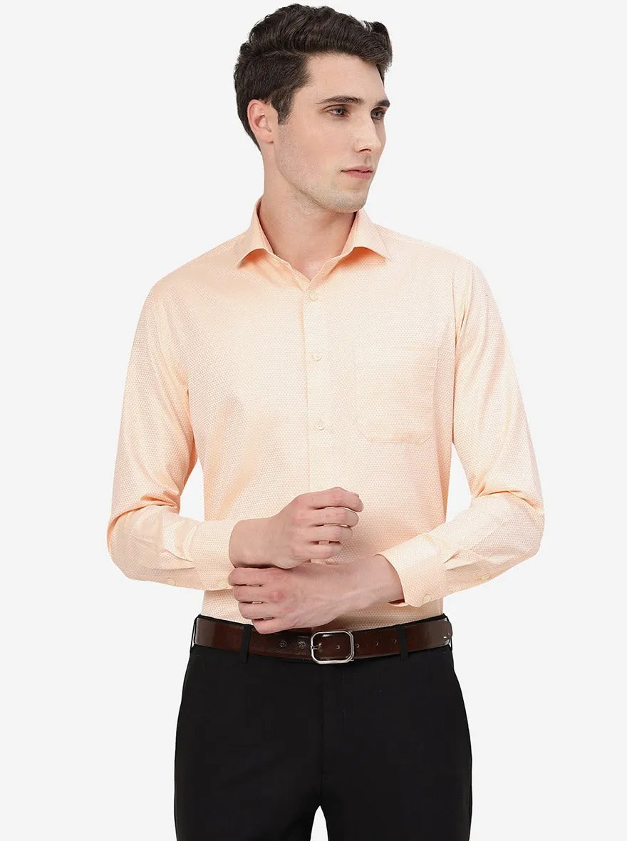 Peach Dobby Solid Slim Fit Formal Shirt | Greenfibre