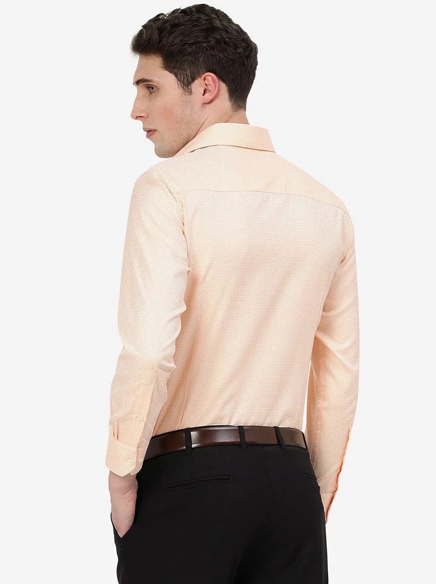 Peach Dobby Solid Slim Fit Formal Shirt | Greenfibre