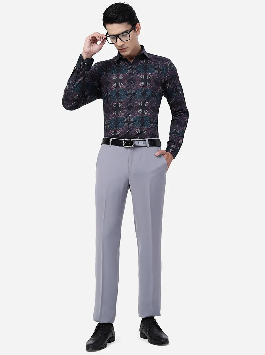 Peacock Maroon Printed Slim Fit Party Wear Shirt | Wyre