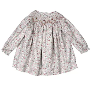 Pink Floral Elodie Hand-Smocked Cotton Dress