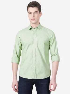 Pista Green Printed Slim Fit Casual Shirt | JadeBlue