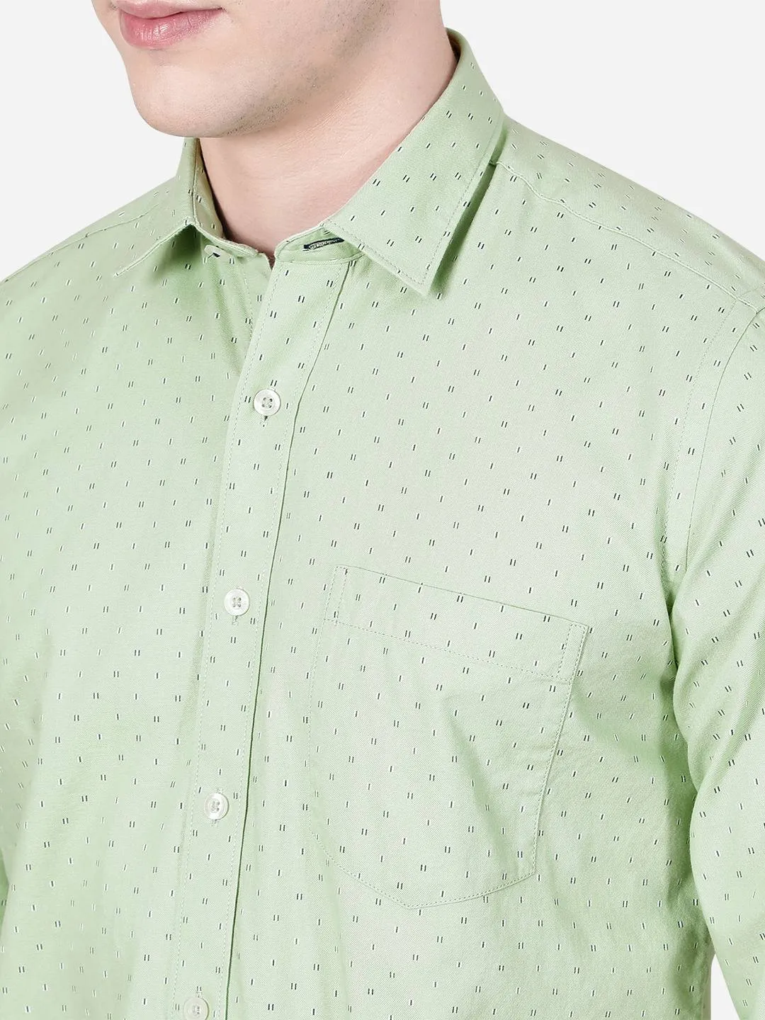 Pista Green Printed Slim Fit Casual Shirt | JadeBlue