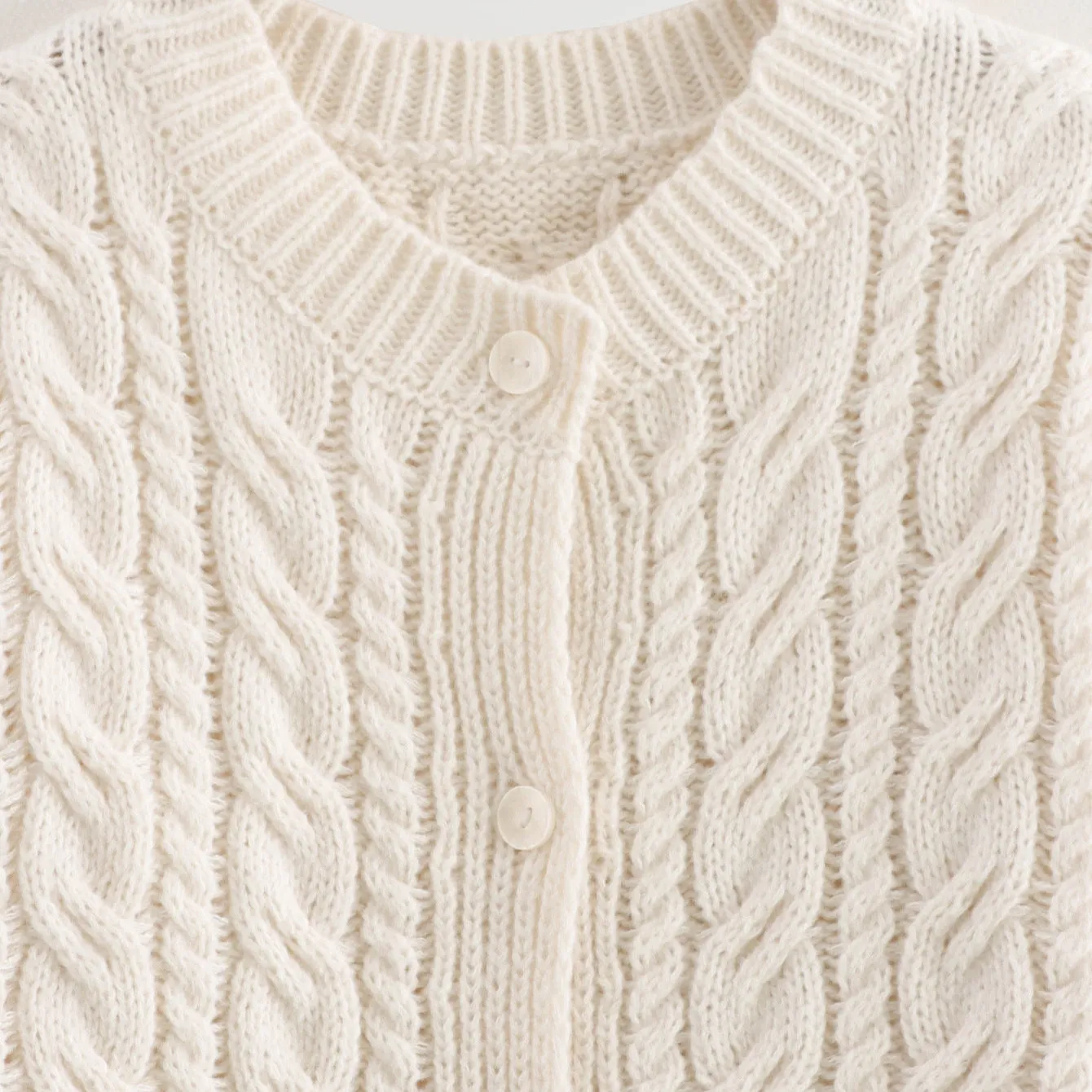 Pre Order:  Fried Dough Twists Thick Needle Round Neck Cardigan