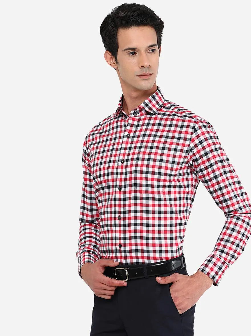 Red & Blue Solid Slim Fit Formal Shirt | Metal