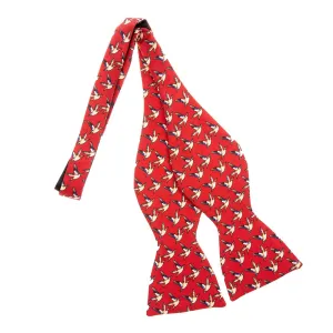 Red Birds Motif Self Tie Silk Bow Tie