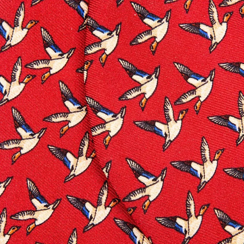 Red Birds Motif Self Tie Silk Bow Tie