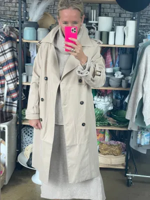 Relaxed Trench Jacket Coat - beige