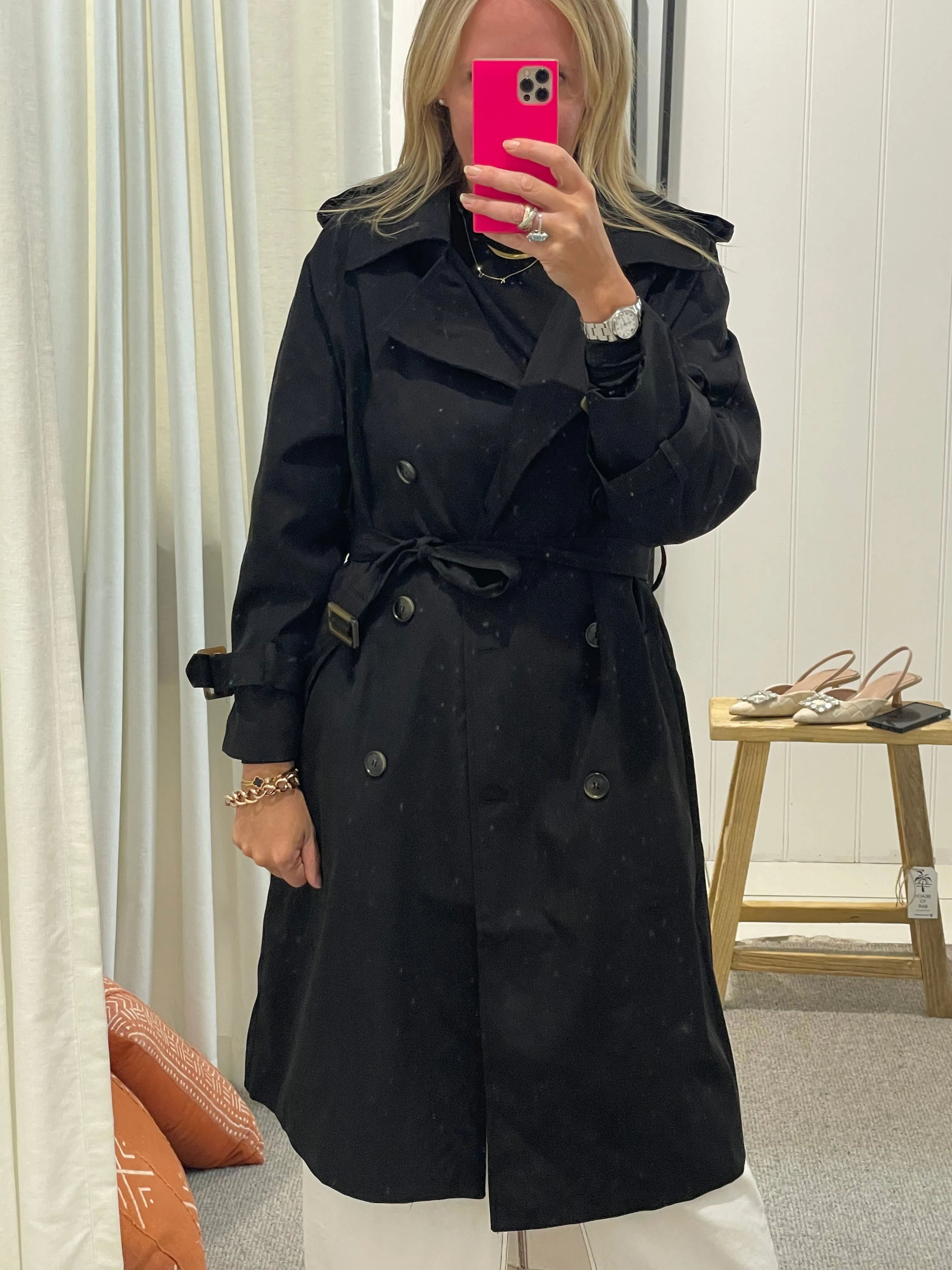 Relaxed Trench Jacket Coat - black