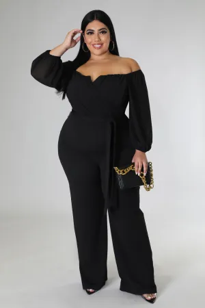 Royal Curves Black Surplice Jumpsuit