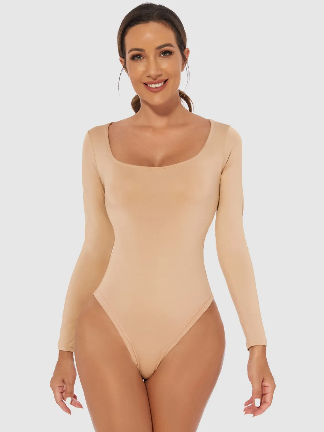 SCOOP NECK BODYSUIT  Full Size Scoop Neck Long Sleeve Bodysuit