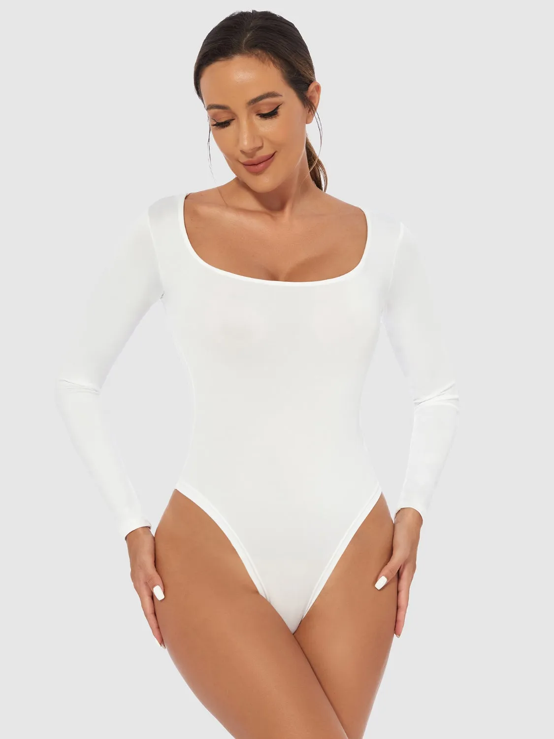 SCOOP NECK BODYSUIT  Full Size Scoop Neck Long Sleeve Bodysuit