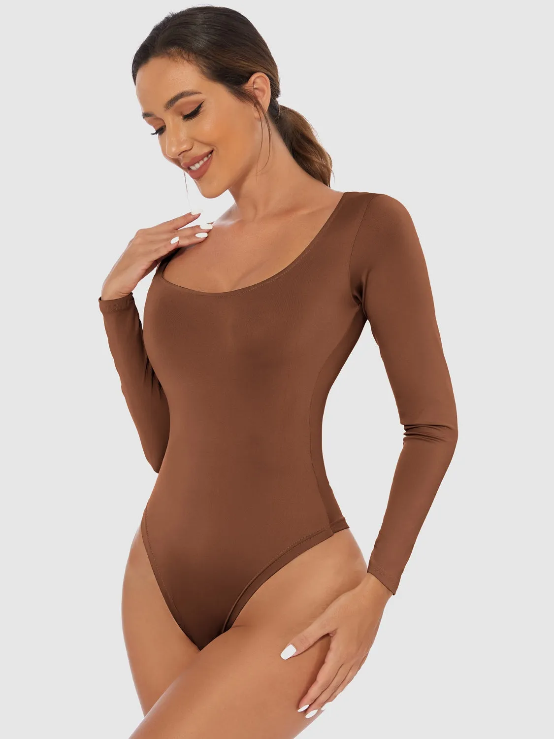 SCOOP NECK BODYSUIT  Full Size Scoop Neck Long Sleeve Bodysuit