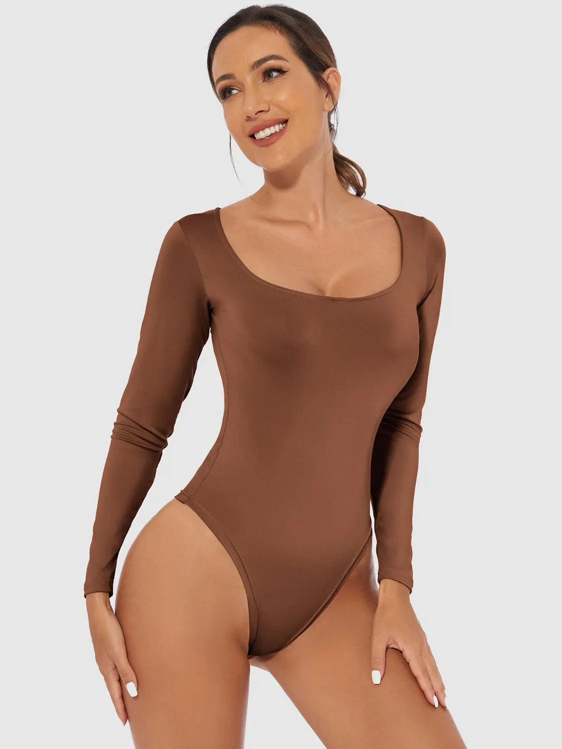 SCOOP NECK BODYSUIT  Full Size Scoop Neck Long Sleeve Bodysuit