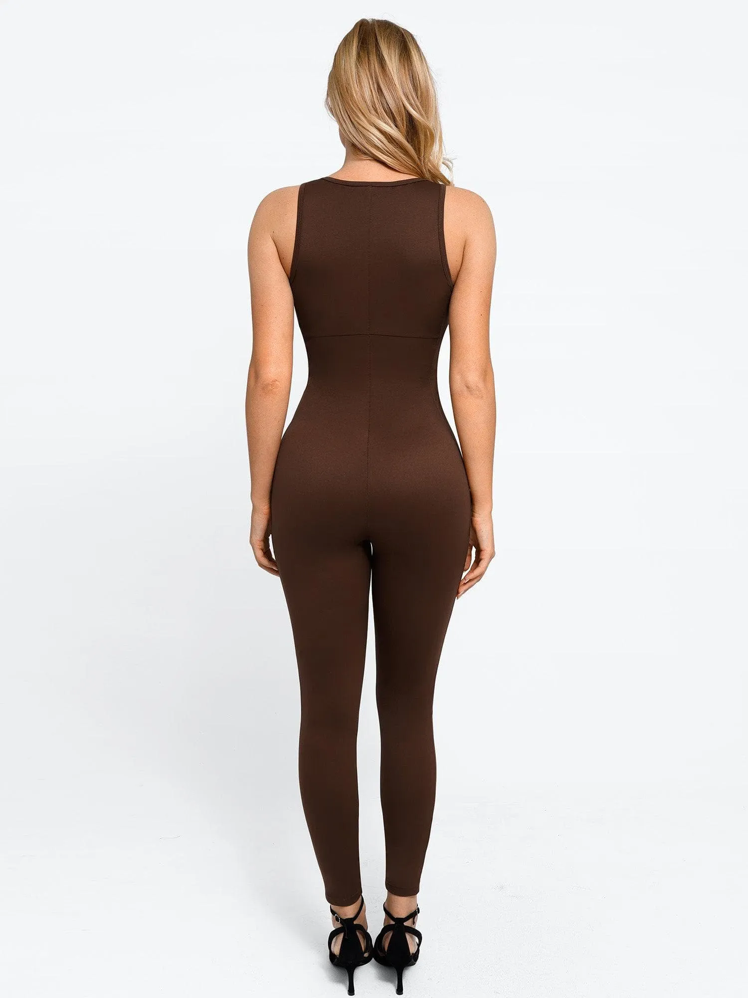 Shapewear Sleeveless Body-Sculpting Zip Front Jumpsuit