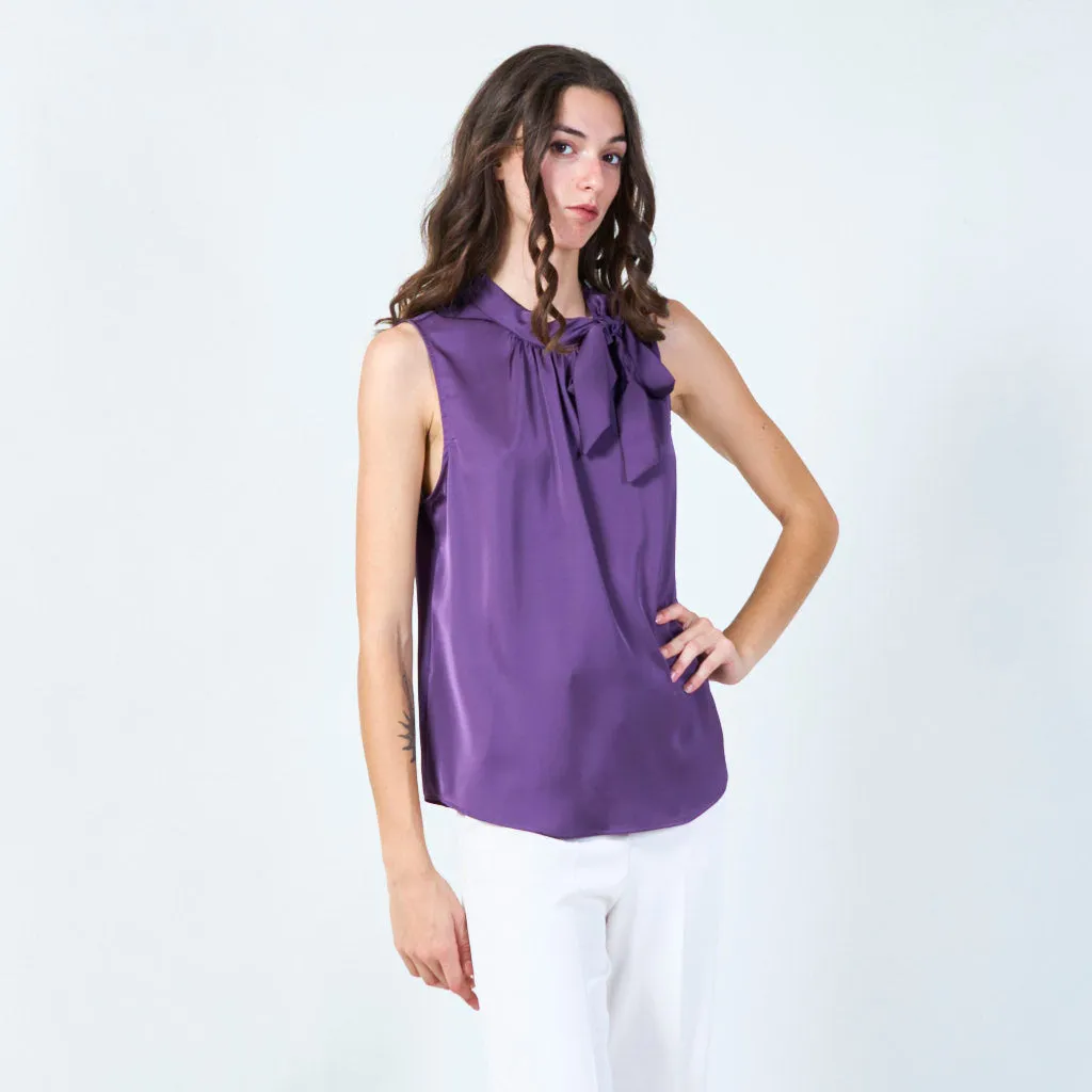 Sleeveless bow-tie blouse wholesale