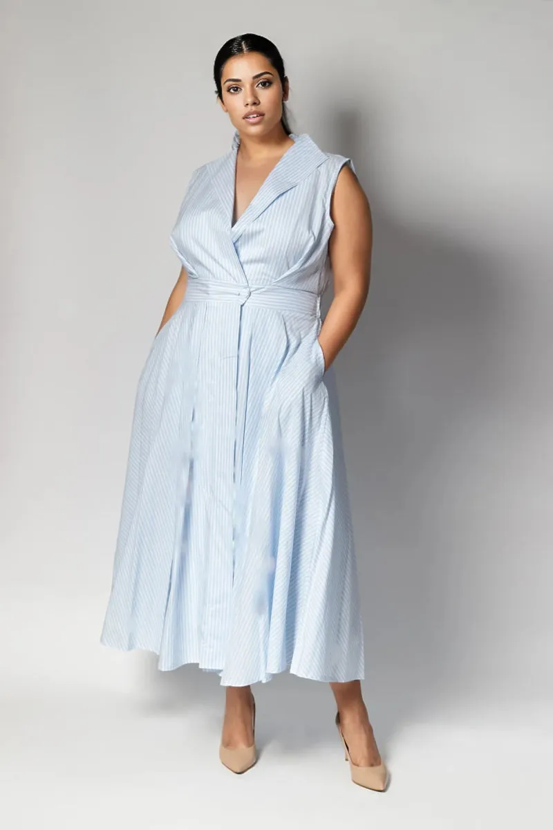 Sorrento Trench Dress Blue & White Stripe