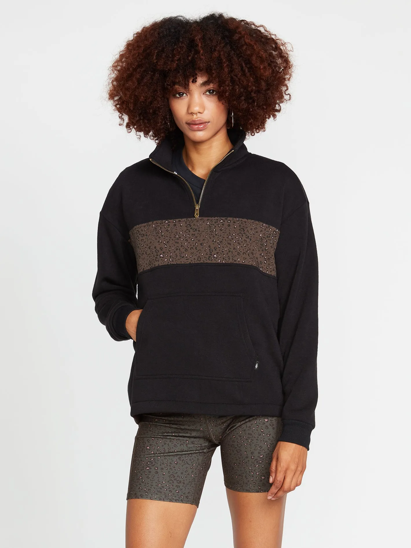 Sun Stacked Mock Neck Sweatshirt - Black Combo