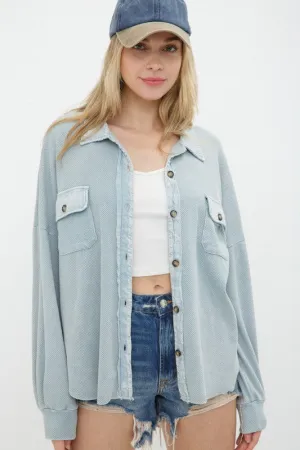 Textured Knit Shirt Jacket