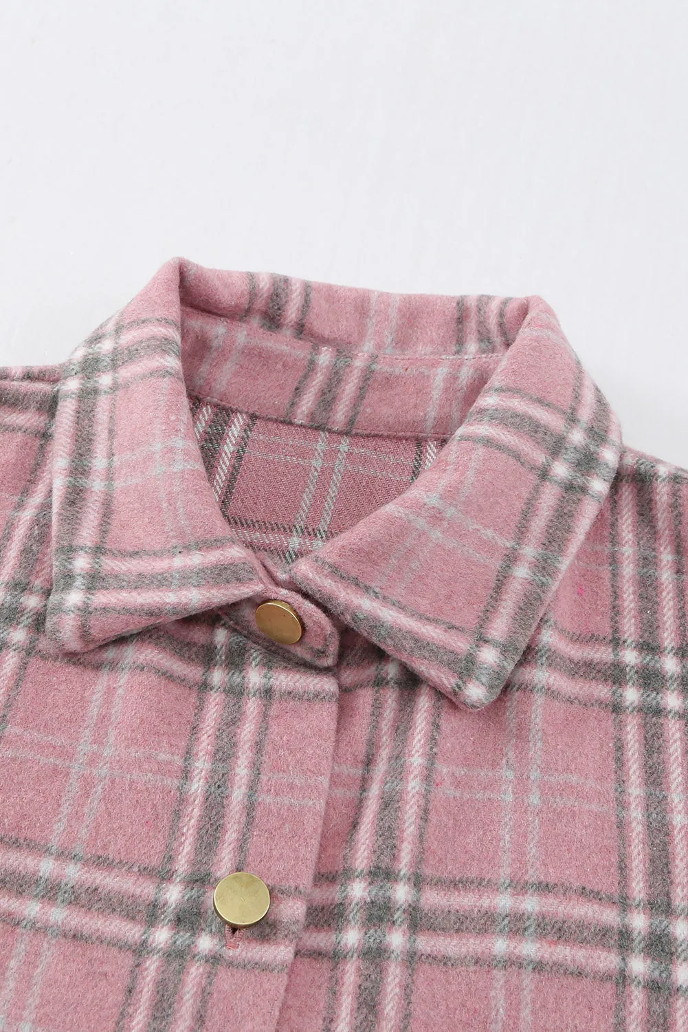 Womens Casual Plaid Shacket Button Down Shirts Coats