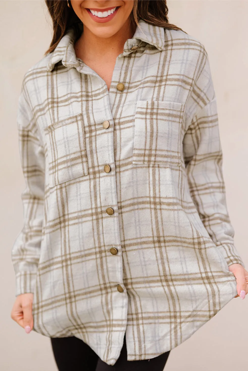 Womens Casual Plaid Shacket Button Down Shirts Coats