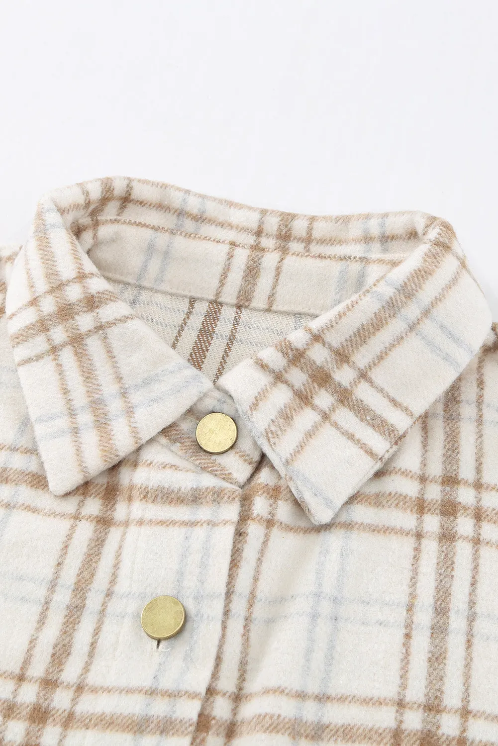 Womens Casual Plaid Shacket Button Down Shirts Coats